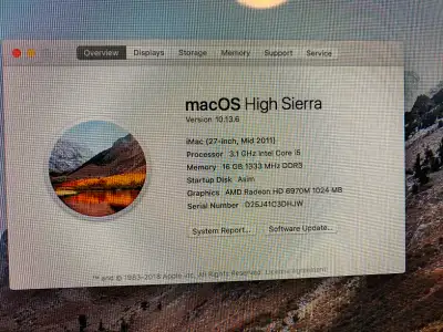 Has High Sierra system 10.13.6 loaded to a new boot screen ready for setup Has 16 GB RAM and contain...