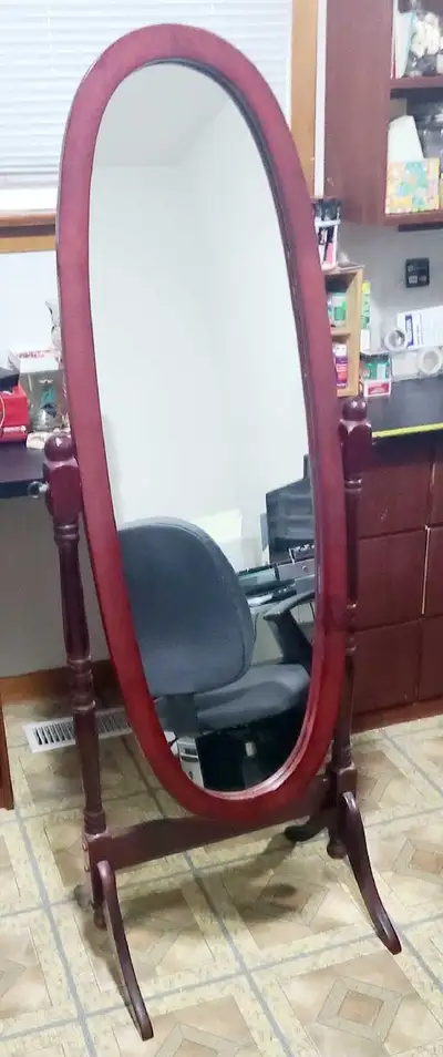 Freestanding Wooden Oval Mirror, View more