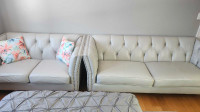 Genuine leather loveseat and couch 
