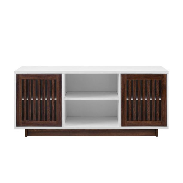 56" Vertical Slat Door Console - Dark Walnut in TV Tables & Entertainment Units in Mississauga / Peel Region - Image 3