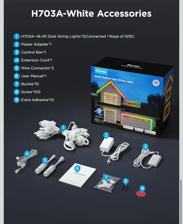 Govee Outdoor Dots String Lights 50ft in Outdoor Lighting in City of Toronto - Image 11