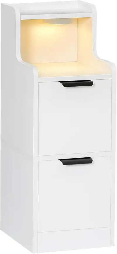 Small Nightstand, Narrow End Table with LED, View more