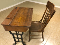 Antique school desk and chair 1890