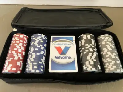 Brand new sealed authentic Valvoline Poker Card Set in carrying case. Includes a deck of cards and c...