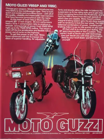 1985 Moto Guzzi V65SP/V65C Original Ad Free Shipping , View more