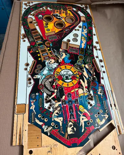 Beautiful Guns N Roses Pinball CPR reproduction Playfield for the 1994 Data East pinball machine. Ca...