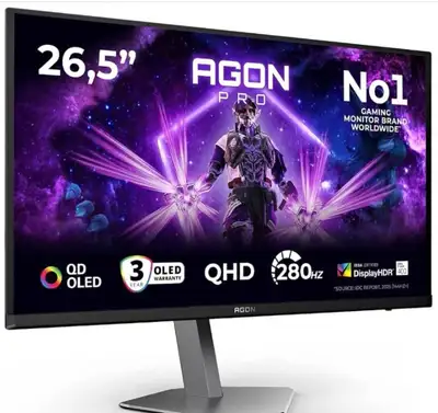 AOC AGON PRO 27” QHD QD-OLED 280Hz Gaming Monitor, View more