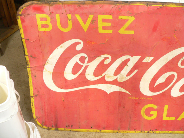 grosse enseigne coca cola  antique # 11949 dans Art et objets de collection  à Lanaudière - Image 2