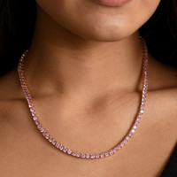5mm Rose Gold and Pink CZ Tennis Necklace 