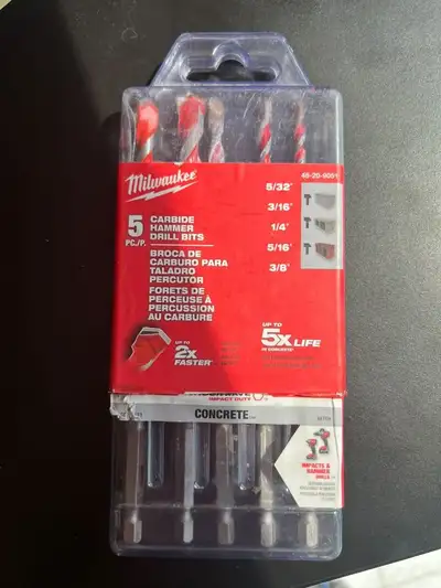 milwaukee 5pcs carbide hammer drill bits, View more