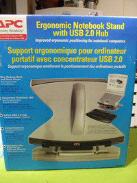 Ergonomic notebook stand with USB 2.0 Hub.