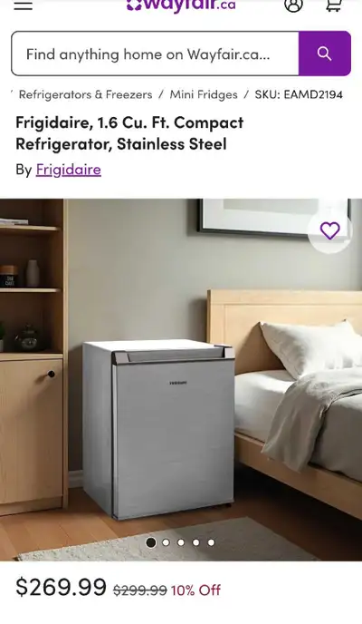 Frigidaire 1.6 cu ft Retro Fridge in Stainless Steel, View more