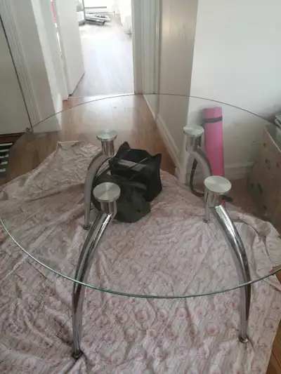 Glass Top Table with 4 Chairs, View more