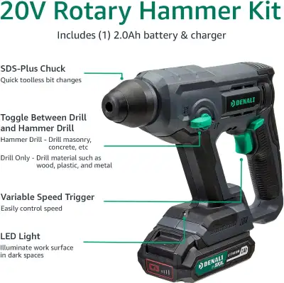 Denali by SKIL 20V Cordless Rotary Hammer Kit NEW IN BOX • Cordless rotary hammer functions as both...