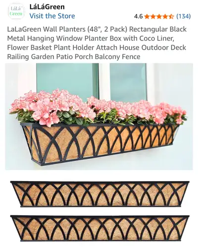 LaLaGreen Wall Planters (48", 2 Pack) Rectangular Black Metal , View more