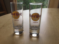 2 HARD ROCK CAFE shot glasses Tokyo bar supplies NEVER USED