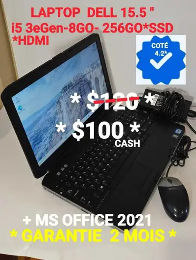 LAPTOP DELL 15.5"-i5 3eGen- 8GO-256GO, View more