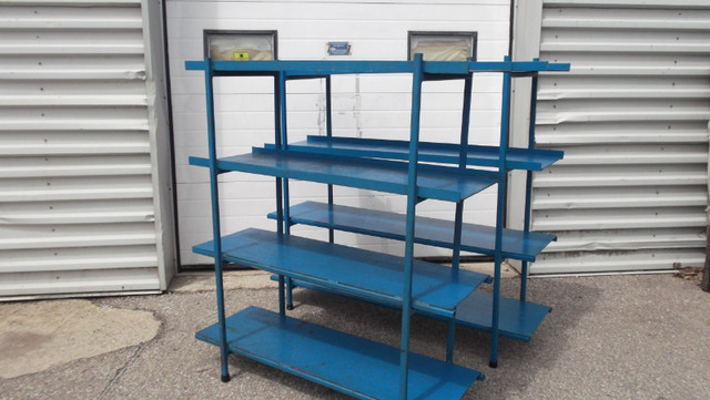 Pair Vintage Industrial Original Marine Blue Solid Steel Shelves in Bookcases & Shelving Units in London