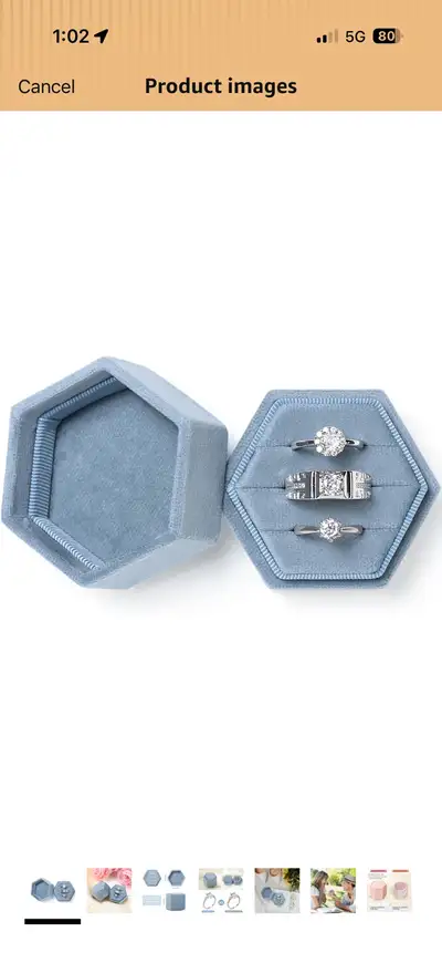 Velvet Dusty Blue 3 Ring Holder , View more