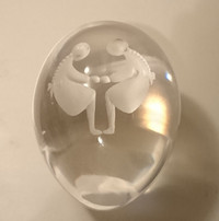Vintage Ekenas Sweden Etched Gemini the Twins Crystal Glass Egg