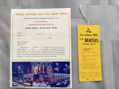 RARE!! Beatles Toronto 1966 Press Pass and Advanced tickets order form letter - Maple Leaf Gardens Y...