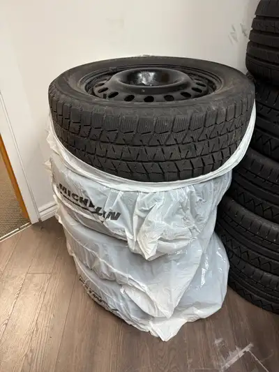 225X55X17 BRIDGESTONE BLIZZAK SET OF 4 WINTER TIRES ON RIMS FITS MAZDA 6 ETC. 5X114.3 BOLT PATTERN A...