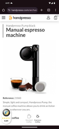 Handpresso pump , compact espresso pump (coffee maker)
