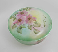 Vintage Handmade Porcelain Covered Dish Floral Motif
