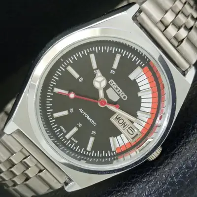 Vintage Seiko 5 Speed Racer Automatic 6309A Black Crystal Back, View more