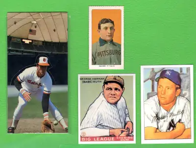 BASEBALL LOTCARD RUTH, WAGNER, MANTLE, RIPKEN JR. 4 CARDS LOT, View more