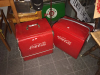 5 VINTAGE 1940s TO 1960s COKE COCA-COLA PICNIC COOLERS