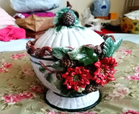 Vintage APPLETREE DESIGN hand made flower ceramic cookie jar