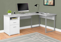 10-005 Corner Computer Desk with Silver Leg & Storage Reversible
