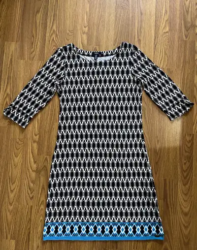 Hatley women’s small Lucy dress, navy white teal geometric print, View more