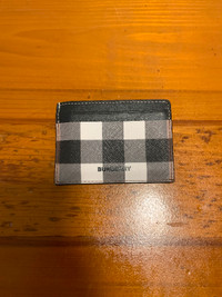 Burberry Kier Check E-Canvas & Leather Card Case Wallet