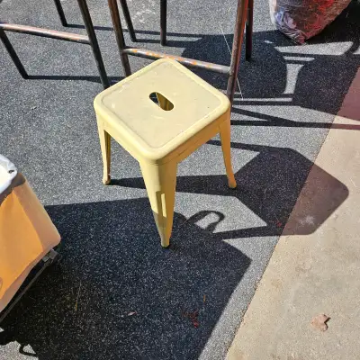 Replica industrial Tolix metal stool for sale. Can be used indoors or out. Has been painted with aut...