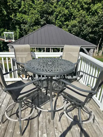 Metal Bistro Set with 4 SwivelChairs, View more