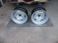 Two 8 inch Corvette wheels drilled for drag slick rim screws