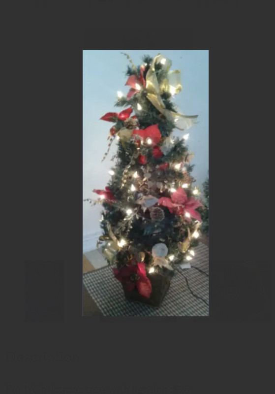 Christmas tree w Lightning ,decoration light, pinecone, wreath in Holiday, Event & Seasonal in Markham / York Region