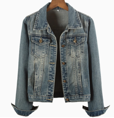 slim fit distressed denim jacket women, View more
