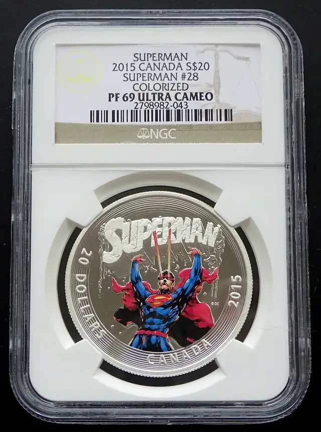 2015 Canada: 1 oz Silver Coin, $20 Superman #28, NGC 69632350405237791224