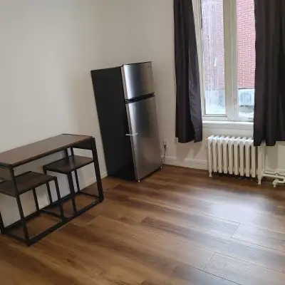 Studette rénovée louée à la semaine. Situé à Rosemont. Cuisinette simple avec refrigerateur, plaque...