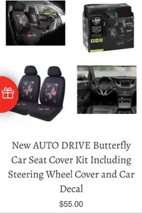 AUTO DRIVE Butterfly Car Seat Cover