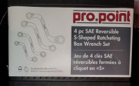 Pro.Point 4pc SAE Reversible S-shaped Ratcheting Box Wrench Set