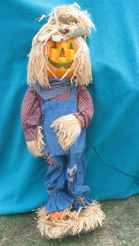 Fiber Optic Scarecrow Pumpkin Head 36"