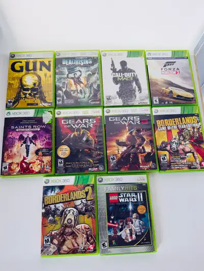 Xbox 360 Game Lot - 10 Games - Gears of War, Borderlands 1 & 2, View more