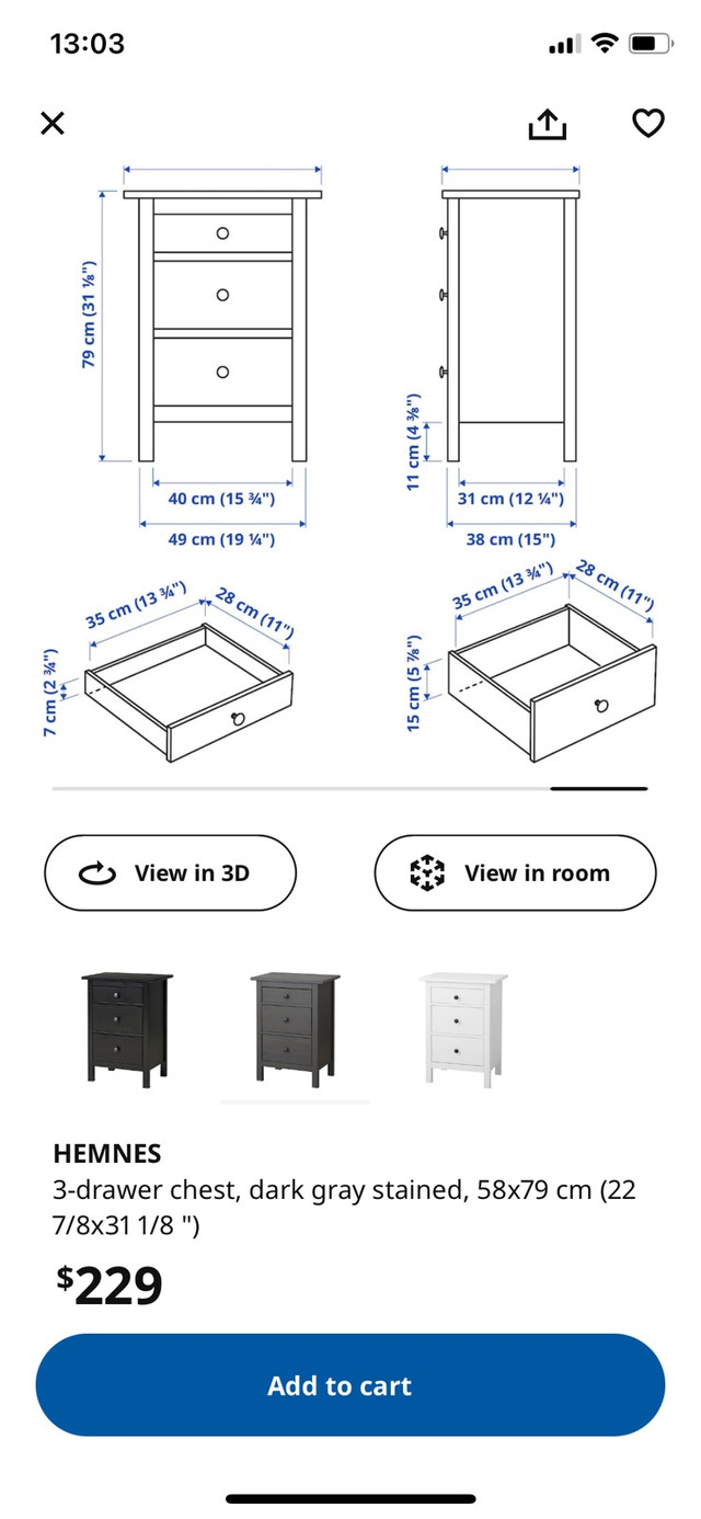 IKEA 3-drawers nightstand  in Dressers & Wardrobes in City of Toronto - Image 4