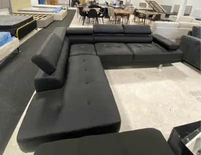 Black Leather Sectional Sofa, View more