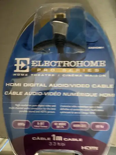 Brand new, sealed package, Electrohome HDMI Cable. 1 meter length