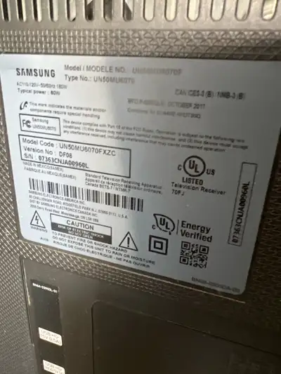 Selling a used 50 inch Samsung Smart TV, model UN50MU6070F, that delivers crisp visuals and smart fu...